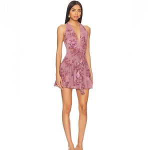 NBD Floral Halter Neck Dress in Pink